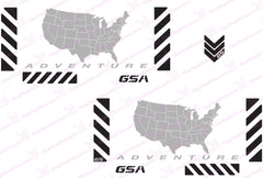 BMW GSA Adventure Motorcycle Reflective Decal Kit USA Adventure in Silver for Touratech Panniers