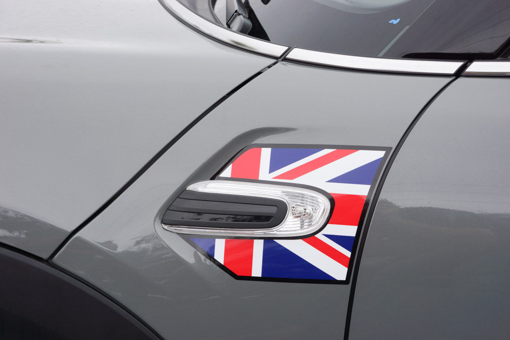 Mini Cooper and Cooper S Hard Top (2014 to Current) Union Jack A Panel Decal Kit - Red / White / Blue