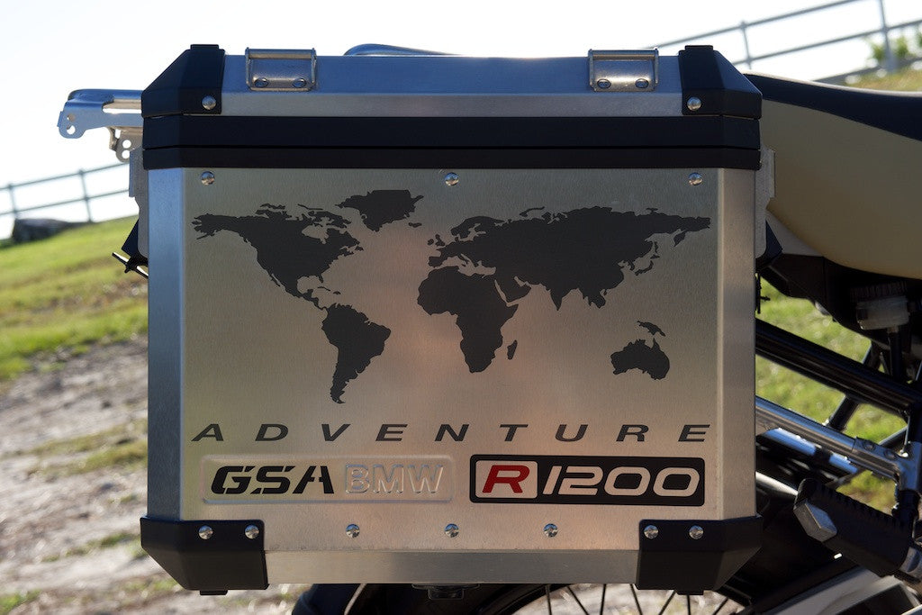 BMW GS Motorcycle Decal Kit R1200 World Adventure Map for Touratech Panniers