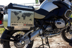 BMW GS Motorcycle Decal Kit R1200 World Adventure Map for Touratech Panniers