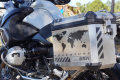 BMW GSA Adventure Motorcycle Reflective Decal Kit World Adventure for Touratech Panniers