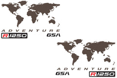 BMW GS Motorcycle Decal Kit "R1250 World Adventure Map" for Touratech Panniers