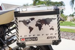 BMW GSA Adventure Motorcycle Reflective Decal Kit World Adventure R1200 for Touratech Panniers