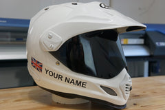 Custom Helmet Decal Kit "Your Name with Worn UK Flag"