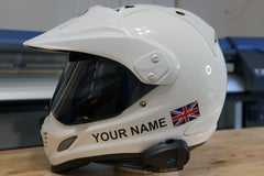 Custom Helmet Decal Kit "Your Name with Worn UK Flag"