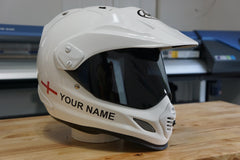 Custom Helmet Decal Kit "Your Name with Saint George Cross Flag"