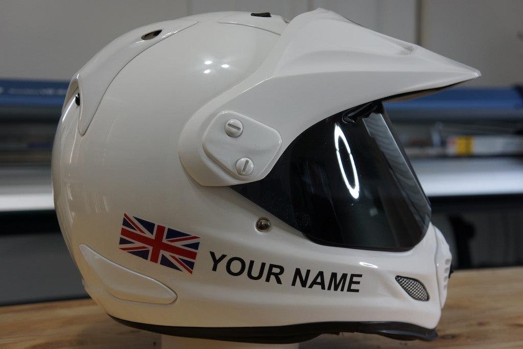 Custom Helmet Decal Kit "Your Name with UK Flag"