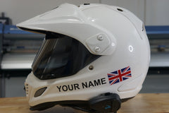 Custom Helmet Decal Kit "Your Name with UK Flag"