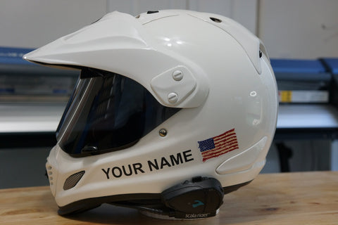 Custom Helmet Decal Kit "Your Name with Painted look USA Flag"