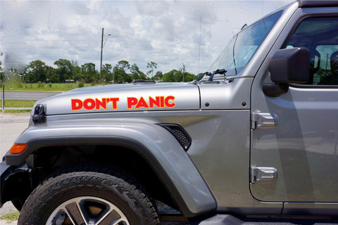 Dont Panic Hood Decals for Jeep Wrangler - Multi Color