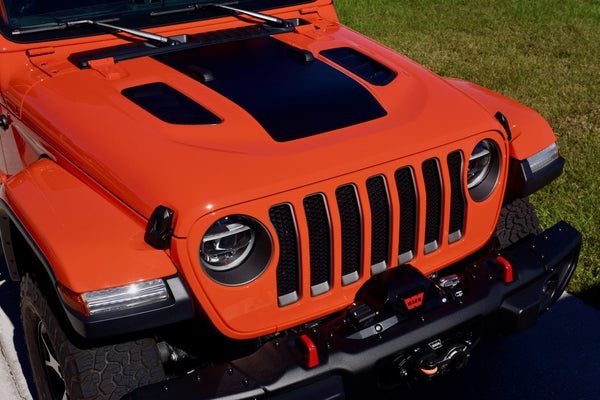 Blackout Center Hood Decal for your Jeep Wrangler Rubicon JL or Gladiator JT - Without Cut outs