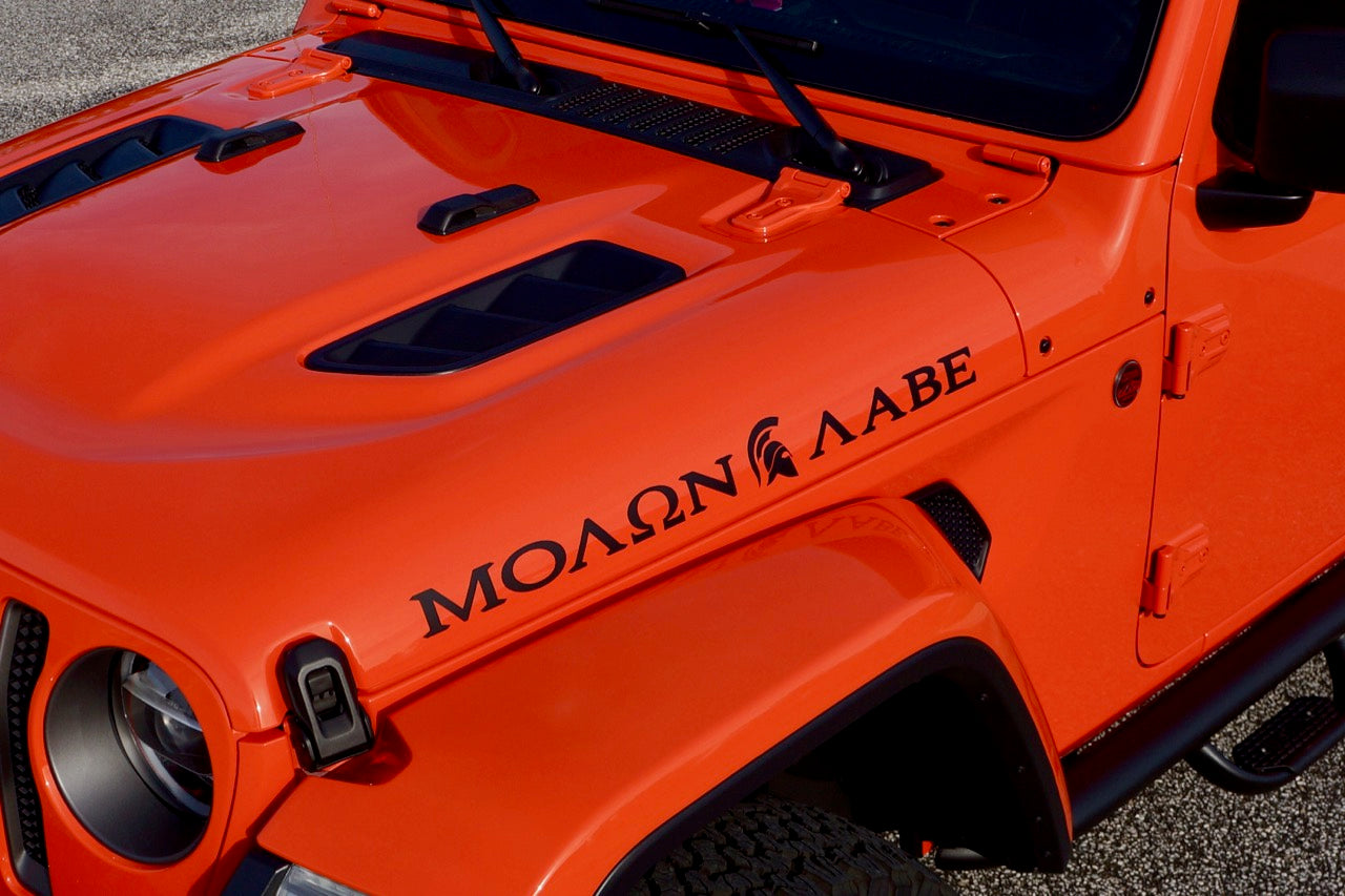 MOLON LABE "Come and Take" with Spartan Helmet Hood Decals for your Jeep Wrangler JL