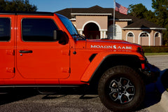 MOLON LABE White with Black Border "Come and Take" with Spartan Helmet Hood Decals for your Jeep Wrangler JL
