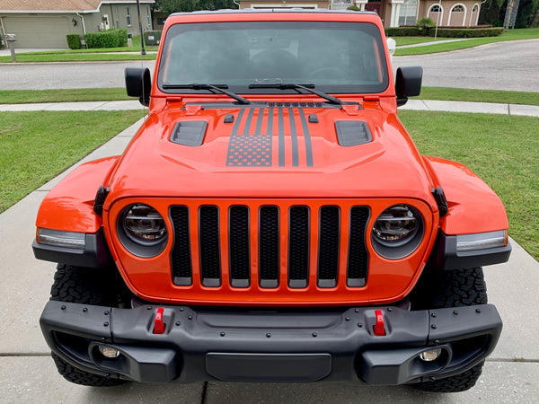 USA Flag Center Hood Decal for Jeep Wrangler JL and Gladiator JT