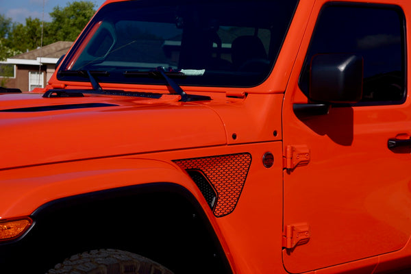 Matte Black - Honey Comb Fender Vent Decals for your Jeep Wrangler JL or Gladiator JT - Exact Fit