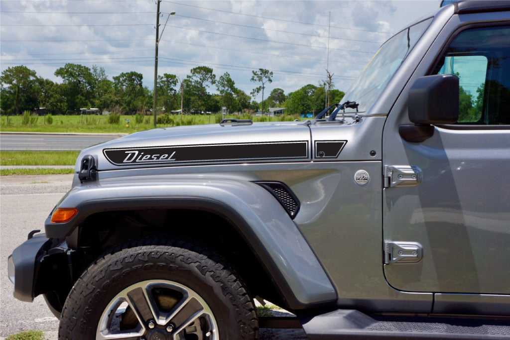 DIESEL Retro Hood Decals for your Jeep Wrangler JL 2019+