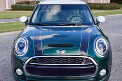 Mini Cooper Hard Top Hood Stripes Decals (2014 to Current) F56 - Exact Fit - Two Color Laminated