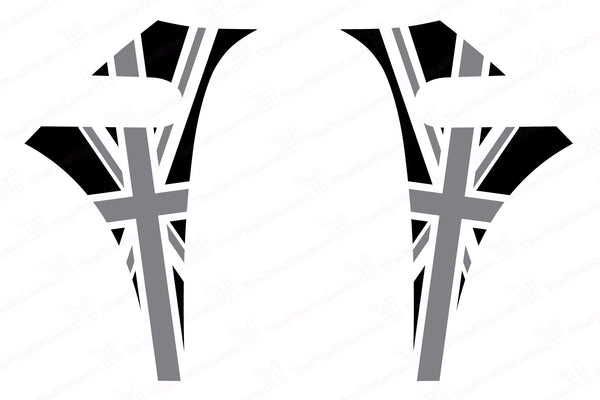 Mini Cooper (2007-2013) R56 Union Jack English Flag A-Panel Black Grey White Decal Kit - Exact Fit