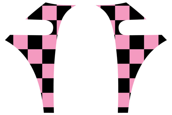 Mini Cooper (2007-2013) Pink Chequered Flag A-Panel Black and Pink Decal Kit - Exact Fit