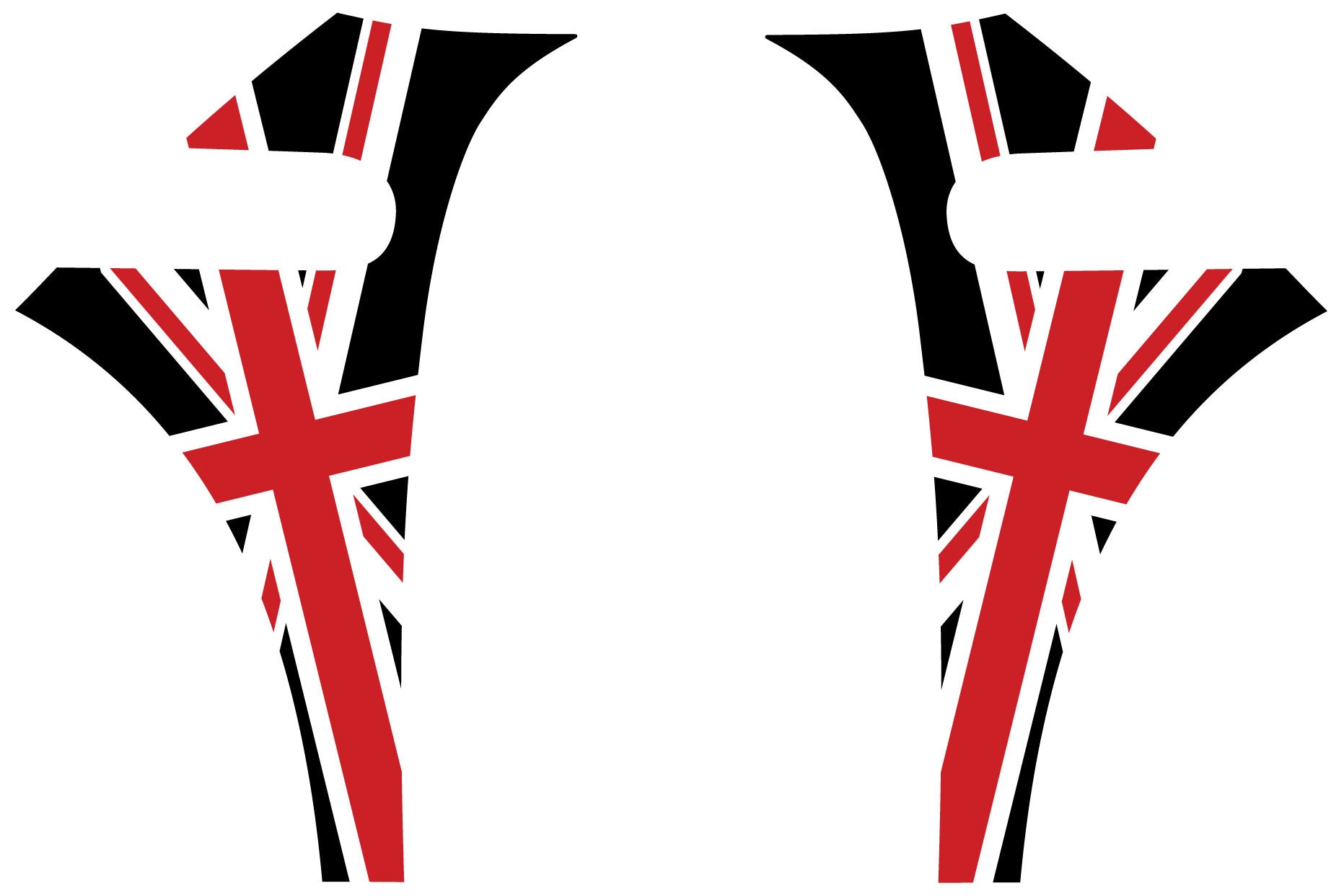 Mini Cooper (2007-2013) Union Jack English Flag A-Panel Red White Black Decal Kit - Exact Fit
