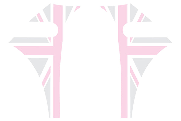 Mini Cooper 2007-2013 Union Jack English Flag A-Panel Pink Grey White Decal Kit - Exact Fit