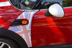 Mini Cooper (2007-2013) R56 Union Jack Pattern English Flag A-Panel Full Color Decal Kit - Exact Fit