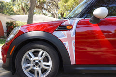 Mini Cooper (2007-2013) R56 Union Jack Pattern English Flag A-Panel Full Color Decal Kit - Exact Fit