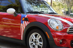 Mini Cooper (2007-2013) R56 USA Flag  Stars and Stripes A-Panel Full Color Decal Kit - Exact Fit