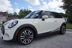 Side Checker Flag Door Decal Kit - Fits MINI Cooper S 2014 to Present