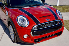 Mini Cooper Hard Top Hood Stripe Decals (2014 to Current) - Exact Fit - Two Color - Non Laminated