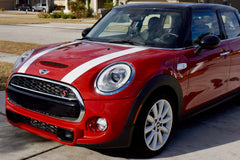 Mini Cooper Hard Top Hood Stripes Decals (2014 to Current) F56 - Exact Fit - Two Color Laminated