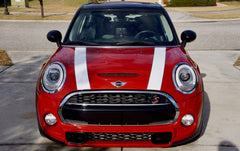 Mini Cooper Hard Top Hood Stripe Decals (2014 to Current) - Exact Fit - Two Color - Non Laminated