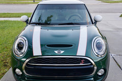 Mini Cooper Hard Top Hood Stripes Decals (2014 to Current) F56 - Exact Fit - Two Color Laminated