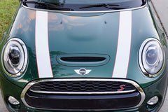 Mini Cooper Hard Top Hood Stripes Decals (2014 to Current) F56 - Exact Fit - Two Color Laminated