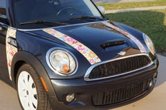Mini Cooper (2007-2013) R56 Flower Power Hood and A-Panel Full Color Decal Kit - Exact Fit