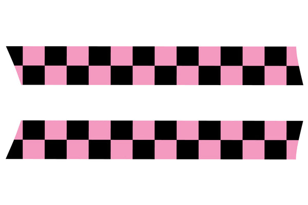 Mini Cooper Hood Stripes (2007-2013) - Exact Fit - Pink / Black Checkered Flag