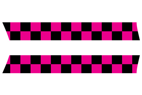 Mini Cooper Hood Stripes (2007-2013) - Exact Fit - Hot Pink / Black Checkered Flag