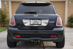 Mini Cooper (2007-2013) R55 R56 Trunk Lid Decal - Exact Fit - Union Jack - Grey / Lt. Grey / White English Flag