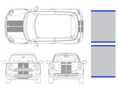 Mini Cooper Center Line Hood and Hatch Racing Stripe Kit - Twin Stripe - Two Color