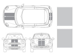 Mini Cooper Center Line Hood and Hatch Racing Stripe Kit - Twin Stripe - Two Color