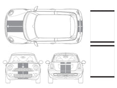 Mini Cooper Center Line Hood and Hatch Racing Stripe Kit - Twin Stripe - Two Color