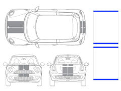 Mini Cooper Center Line Hood and Hatch Racing Stripe Kit - Twin Stripe - Two Color