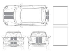 Mini Cooper Center Line Hood and Hatch Racing Stripe Kit - Twin Stripe - Two Color