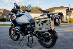 BMW R1250 GS Adventure Motorcycle Reflective Decal Kit "World Adventure Map" for Touratech Panniers