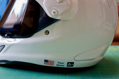 Custom Helmet Decal Kit "Your Name with Flag and Blood Type"