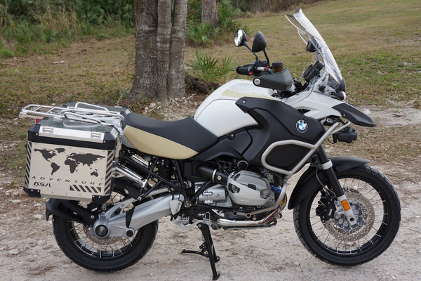 World Adventure Reflective Decals For BMW R1250 GS Panniers – Touratech Style, Black
