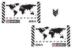 BMW R1250 GS Adventure Motorcycle Reflective Decal Kit "World Adventure" for Touratech Panniers