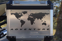 Motorcycle Reflective Decal Kit "World Adventure Map" for Panniers