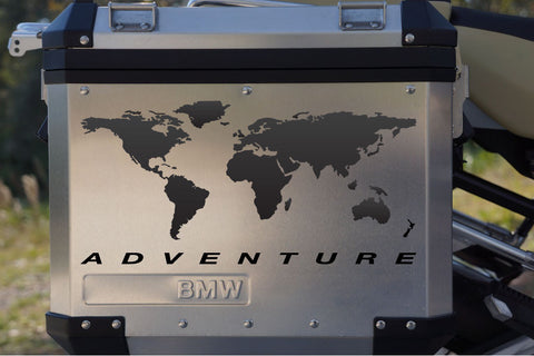 Motorcycle Reflective Decal Kit "World Adventure Map" for Panniers