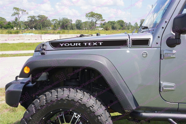 YOUR TEXT Custom Retro Hood Decals for Jeep Wrangler JL - Multi Color